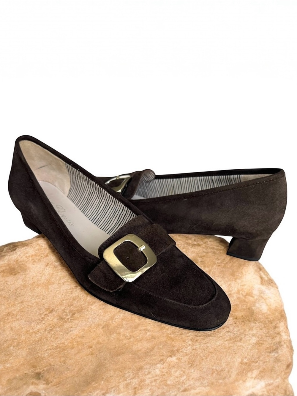 🆕 Robert Clergerie Paris Brown Suede Buckle Loafers Flats
